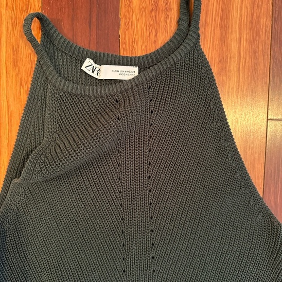 Zara Dark Green Knit Tank Top - Picture 2 of 3